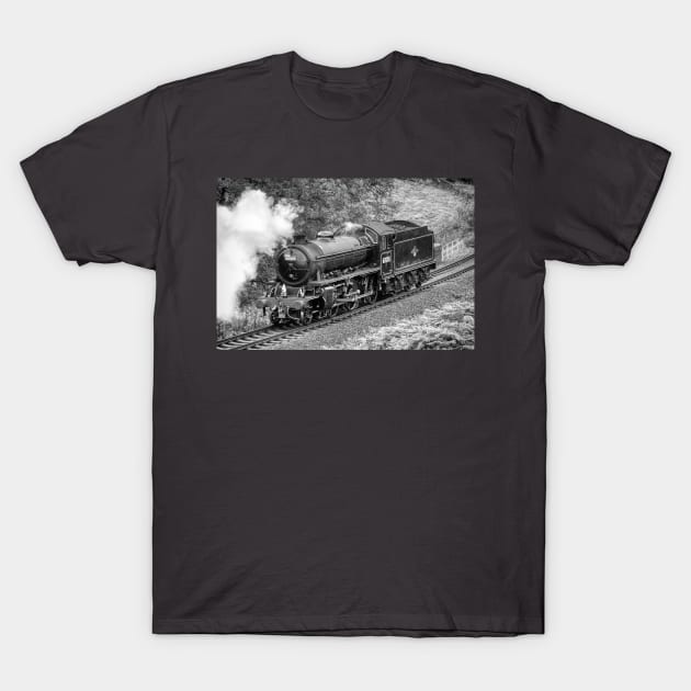 LNER K1 Class - Light Engine - Black and White T-Shirt by SteveHClark